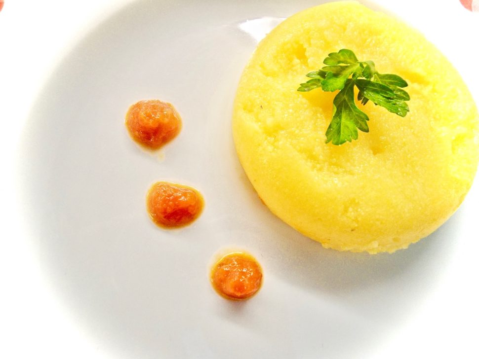 Polenta with Sicilian cherry tufts