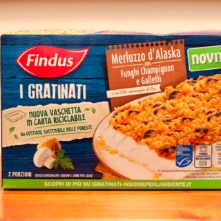 Findus „I Gratinati“ Alaska-Kabeljau mit Champignons und Pfifferlingen