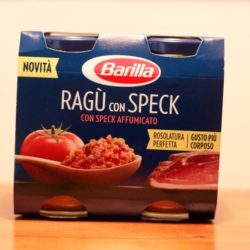 Barilla Ragù with smoked speck, immediately ready for pasta.