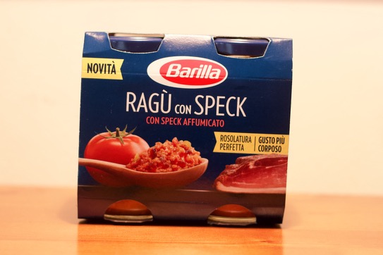 Barilla Ragù au speck fumé, immédiatement prêt pour les pâtes.